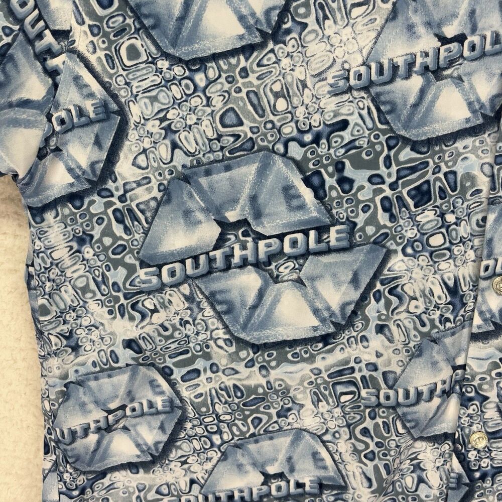 Vintage Southpole Shirt Men XL Blue White All Over‎ Print AOP Y2K Streetwear - Picture 2 of 6